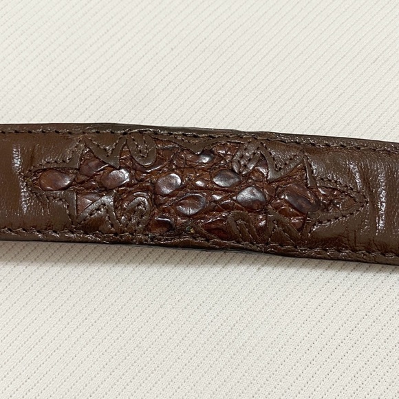 Lucchese Vintage Genuine Crocodile Inlay Dark Brown Western Cowboy Leather Belt - Picture 5 of 10